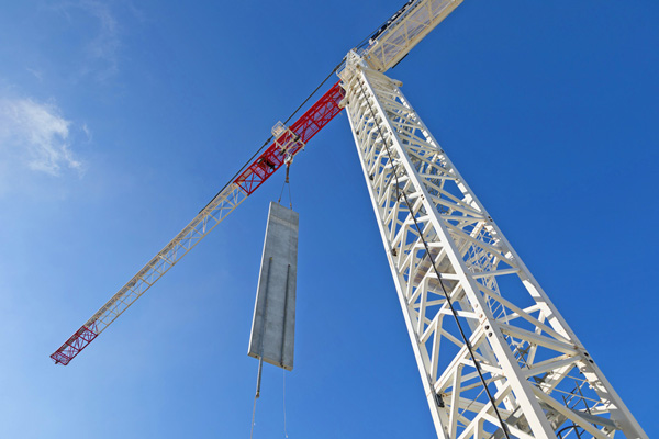 Precast panel being lifted into place